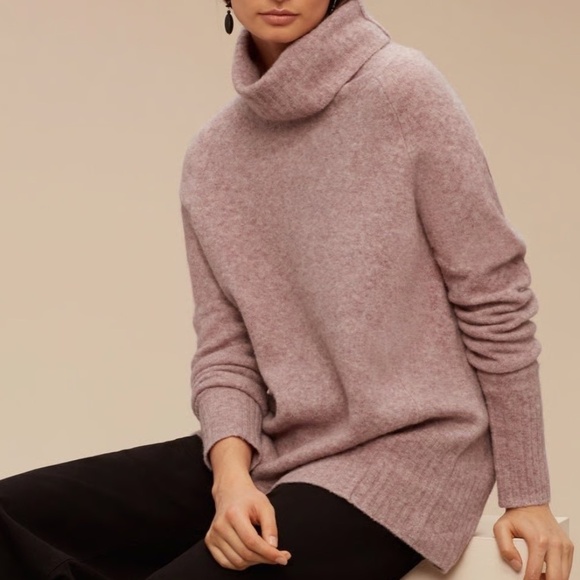 Babaton Plutarch Sweater Wool-blend Oversized Turtleneck Dusty Pink Size XS - Picture 2 of 15